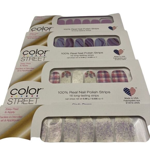 Color Street 100% Nail Polish Strips pinks & purples DIY Manicure 4 Sets NEW - Picture 2 of 6